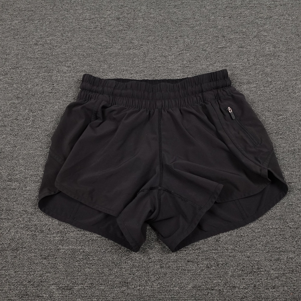 Lululemon Running Shorts Womens 8 Black Lined 3 In Inseam Athletic Zip Pocket